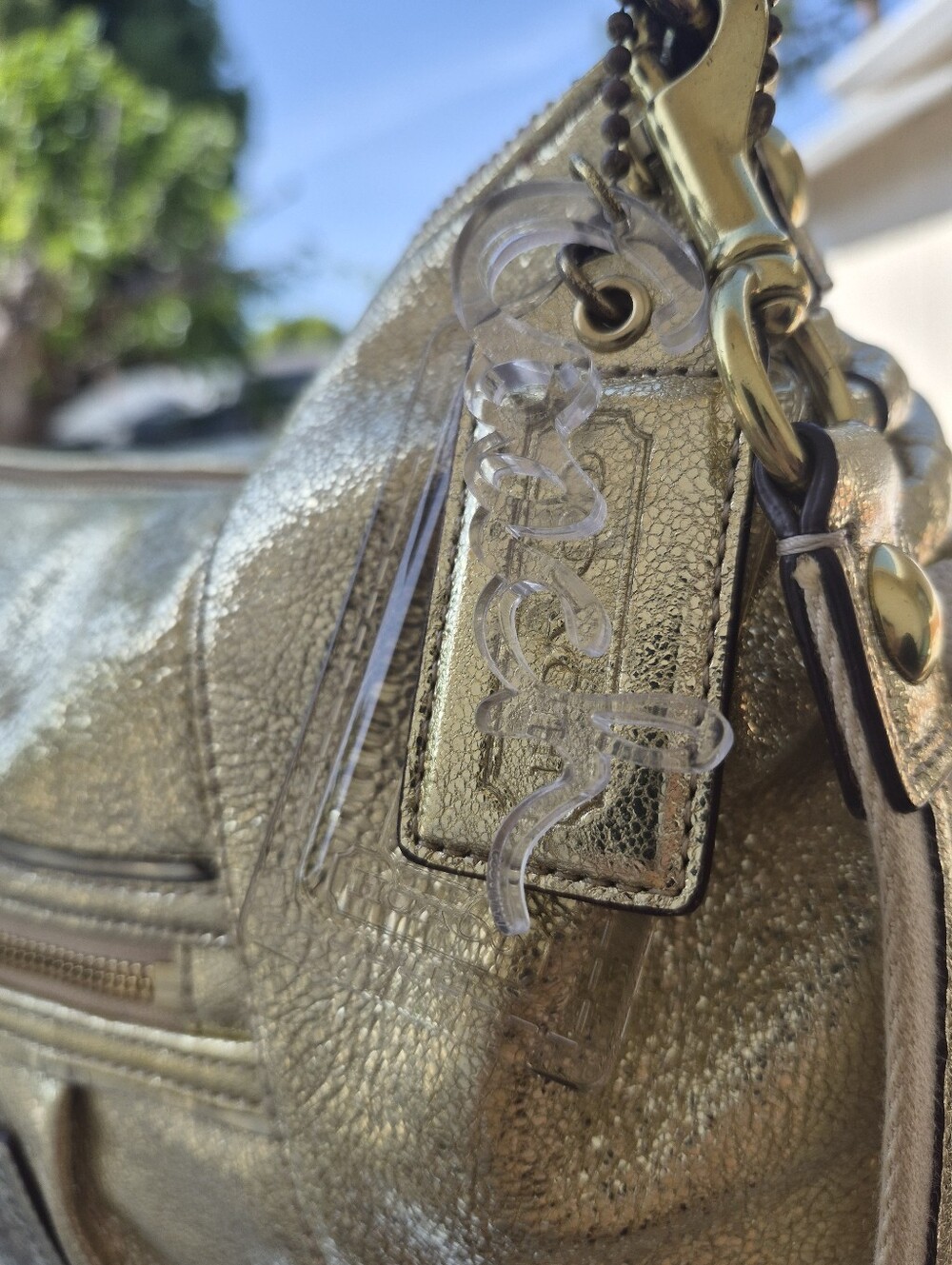 Coach Poppy "Jazzy" Hobo Crossbody Bag in Metallic Gold - Picture 6 of 16